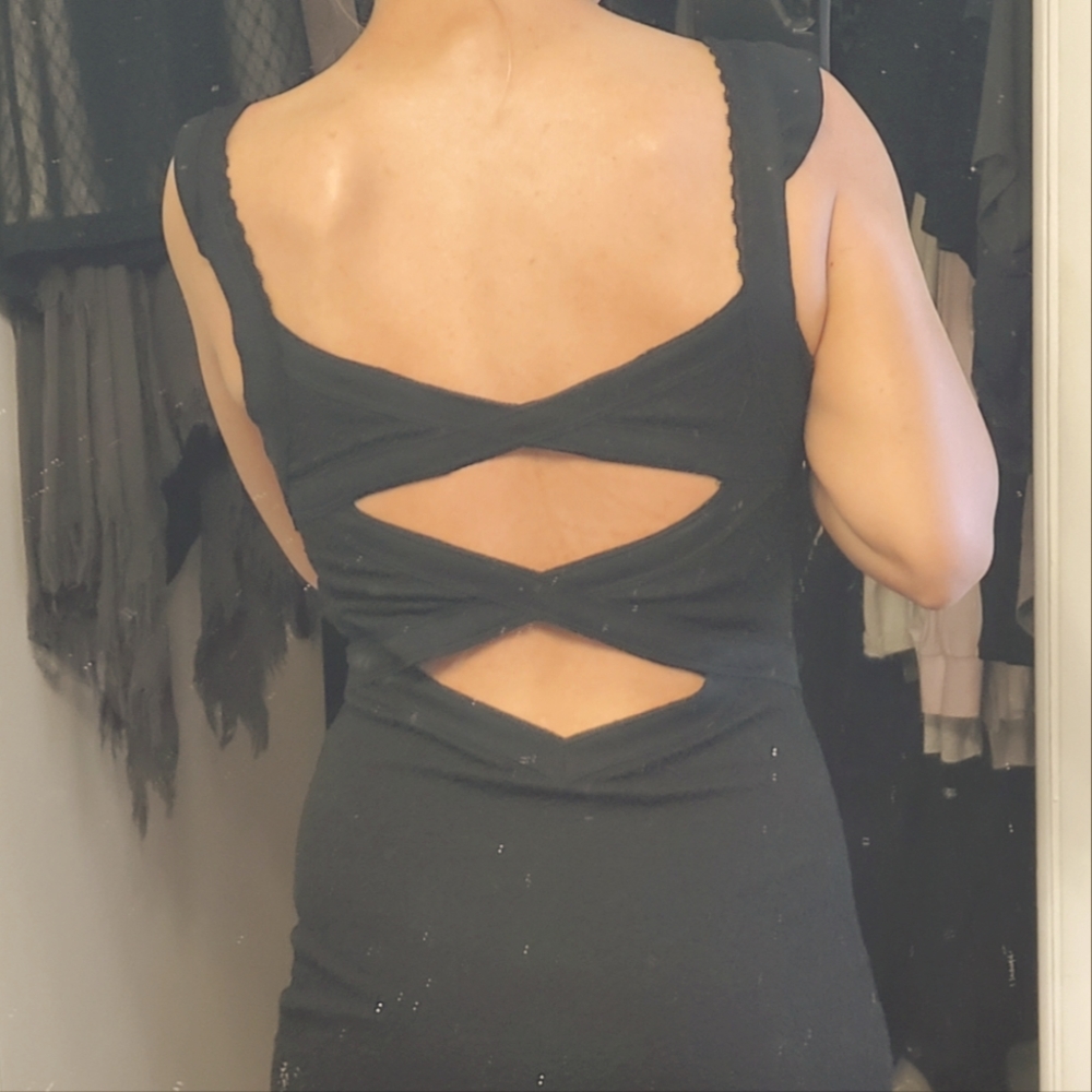 Free People Black Cutout Back Dress